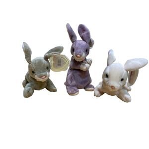 Beanie Baby Bunnies 1999 & 2000 Lot of 3 Springy, Nibbly, & Nibbler All With Tag